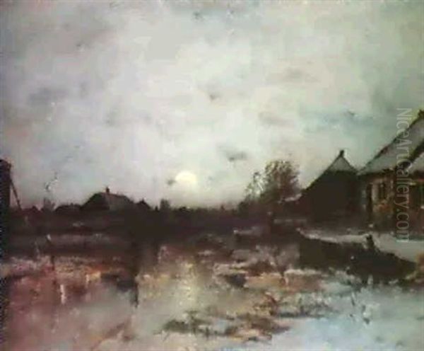 Hollandsk Bondgard I Vinter- Skrud Oil Painting by Wilhelm von Gegerfelt