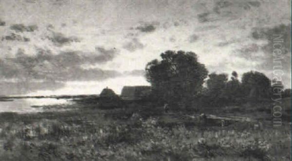 Landschaft In Der Abenddammerung Oil Painting by Eduard Gehbe