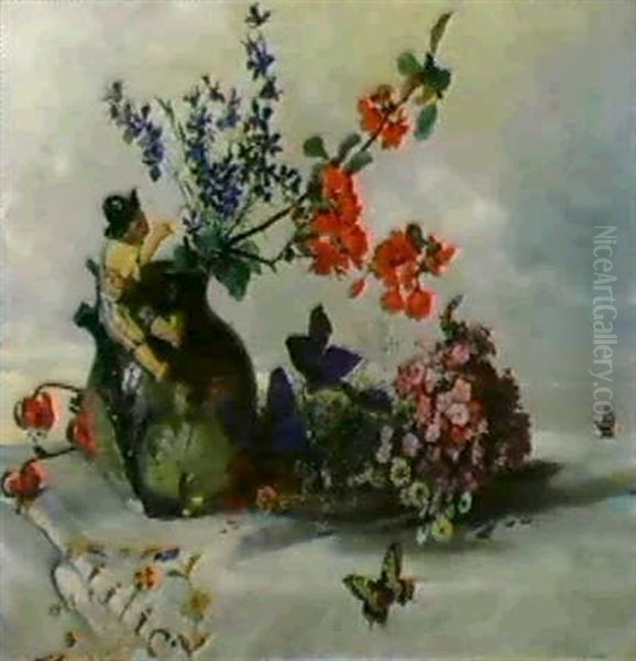 Blumenstilleben Oil Painting by Eduard Gehbe