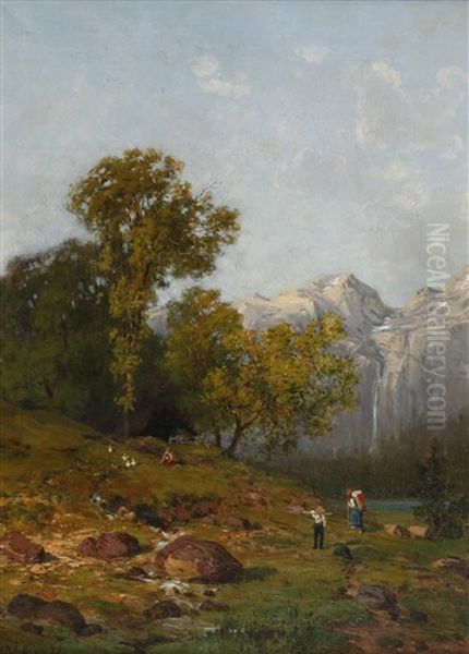 Idylle In Den Alpen Oil Painting by Jacob Gehrig