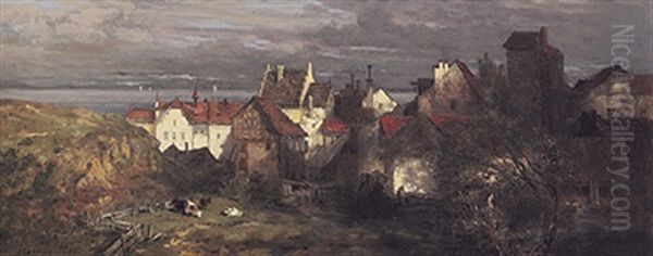 Blick Von Der Hohe Auf Meersburg An Einem Fruhen Sommermorgen Oil Painting by Jacob Gehrig