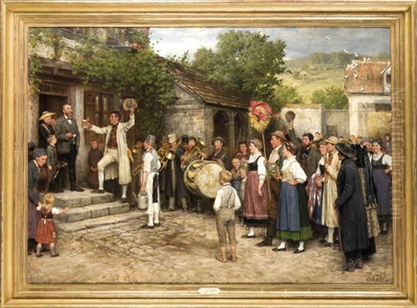 Erntefest In Thuringen Oil Painting by Casimir Geibel