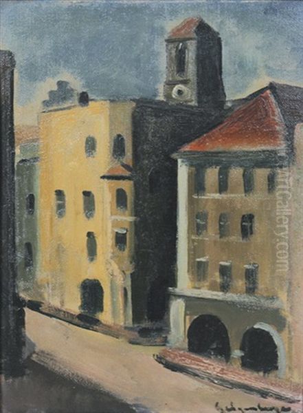 Hauserfront In Wasserburg Am Inn Oil Painting by Otto Geigenberger