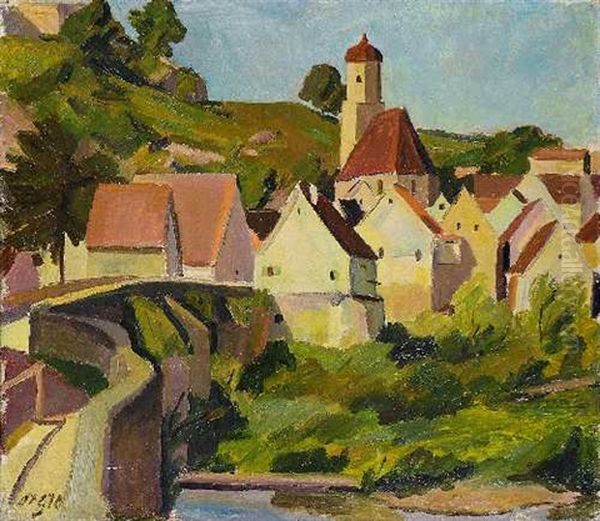 Harburg An Der Wornitz Oil Painting by Otto Geigenberger