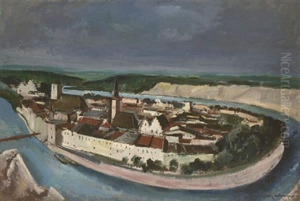 Wasserburg Am Inn Oil Painting by Otto Geigenberger