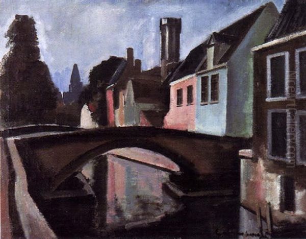 Kanal In Brugge Oil Painting by Otto Geigenberger