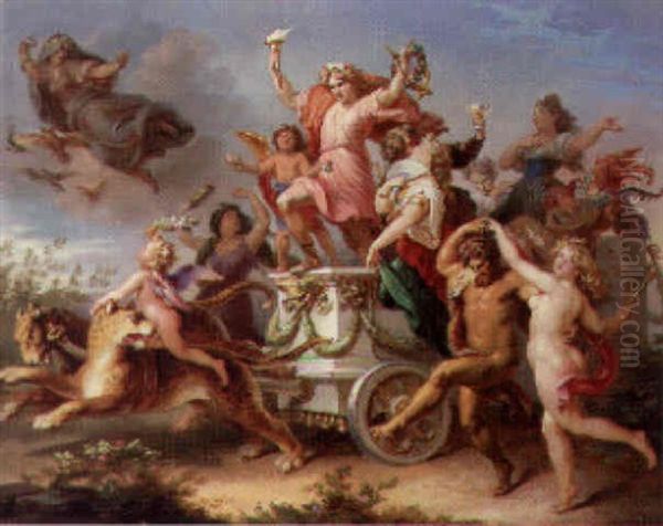 A Baccanalian Procession Oil Painting by Carl (Karl) Joseph Geiger