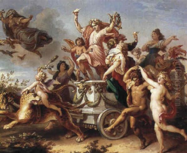 An Allegorical Scene Oil Painting by Carl (Karl) Joseph Geiger