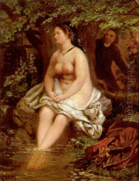 Susanna Im Muhlgraben Oil Painting by Johann Nepomuk Geiger