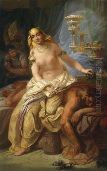 Samson Und Delilah Oil Painting by Peter Johann Nepomuk Geiger