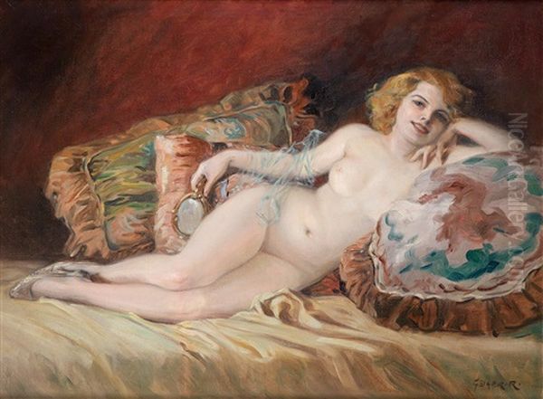 In The Boudoir Oil Painting by Richard Geiger