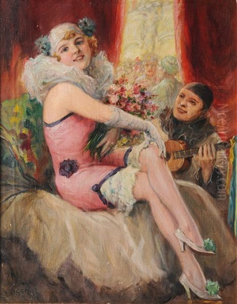 In The Vienna Cabaret Oil Painting by Richard Geiger