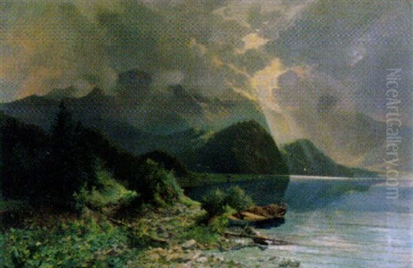 Fjordlandschaft Oil Painting by August Geiger-Thuring