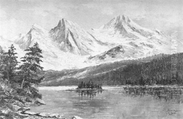 Der Eibsee Mit Dem Wettersteingebirge Oil Painting by Kurt Geipel