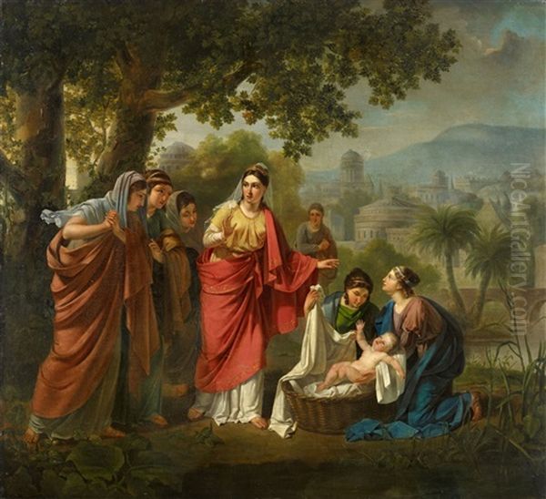 Die Auffindung Des Mosesknaben Oil Painting by Jozef Geirnaert