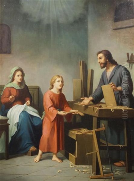 Young Christ In The Workshop Of His Father Oil Painting by Jozef Geirnaert