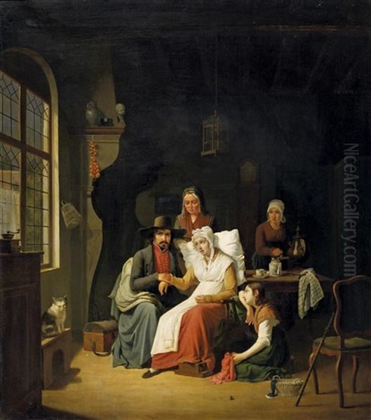 Der Arztbesuch Oil Painting by Jozef Geirnaert