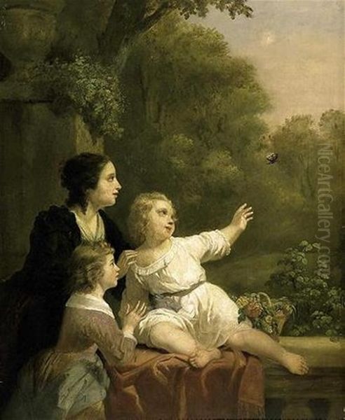 Mere Et Enfants Au Jardin Oil Painting by Jozef Geirnaert