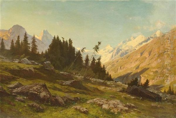 Mountain Landscape Oil Painting by Johann-Joseph Geisser