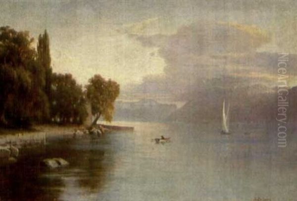 Partie Am Lac Leman Oil Painting by Johann-Joseph Geisser