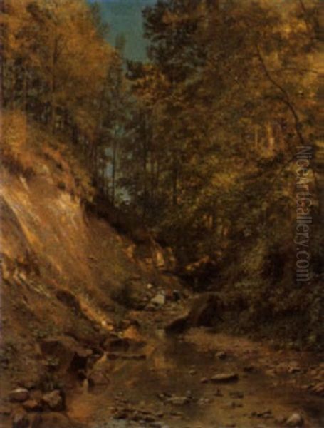 Sonnige Waldlandschaft Oil Painting by Johann-Joseph Geisser