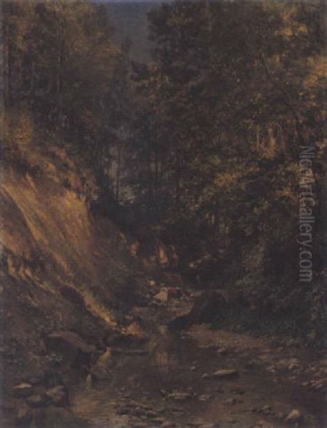 Sonnige Waldlandschaft Oil Painting by Johann-Joseph Geisser