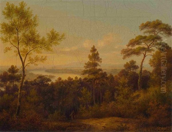 Blick Auf Eine Weite Flusslandschaft Oil Painting by August Christian Geist