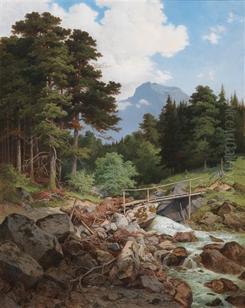 Waldbach, Motiv Aus Karnthen Oil Painting by Carl Friedrich Wilhelm Geist