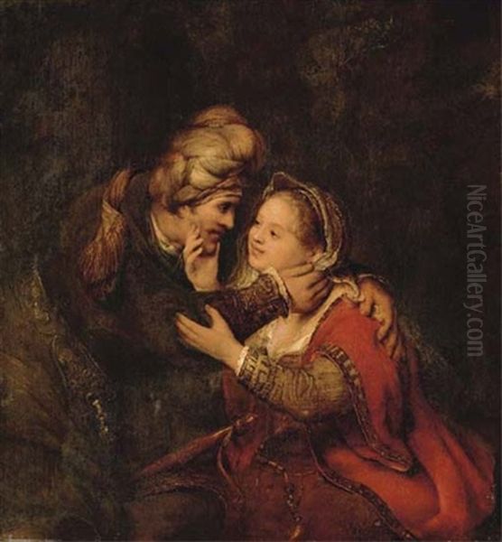 Judah And Tamar Oil Painting by Aert De Gelder