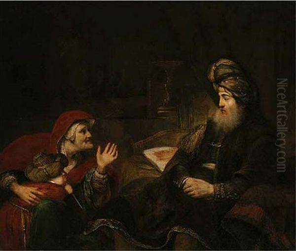 Sarah Demanding From Abraham The Banishment Of Hagar And Ishmael Oil Painting by Aert De Gelder