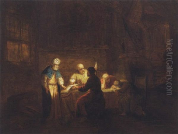 Der Nachtliche Besuch Jesu Bei Nikodemus Oil Painting by Aert De Gelder