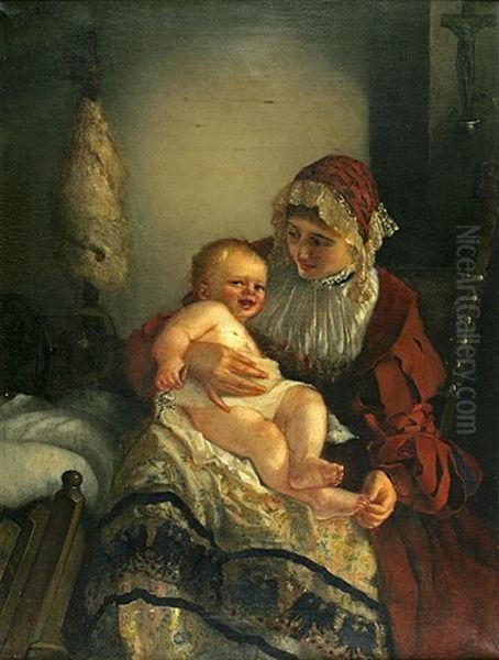 A Mother's Love Oil Painting by Lucia Mathilde von Gelder