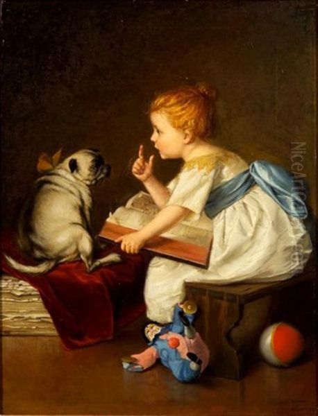 A Pugnacious Pupil Oil Painting by Lucia Mathilde von Gelder