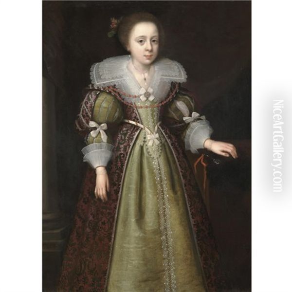 Portrait Of Elizabeth Bassett, Later Duchess Of Newcastle Oil Painting by George Geldorp