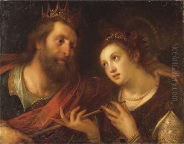 Esther Et Assuerus Oil Painting by Gortzius Geldorp