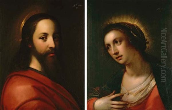 Christ (+ The Virgin Mary; Pair) Oil Painting by Gortzius Geldorp