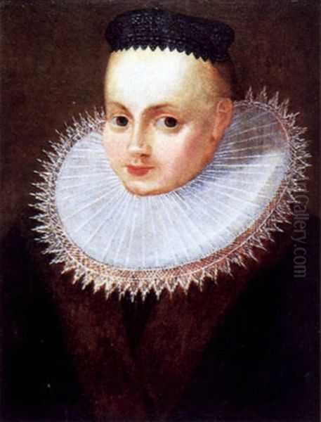 Bildnis Einer Jungen Dame Mit Halskrause Und Schwarzem Barett Oil Painting by Gortzius Geldorp