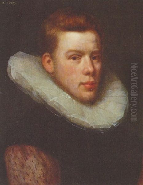 Potrait Of A Gentleman, Bust-length In A Black Doublet Oil Painting by Gortzius Geldorp