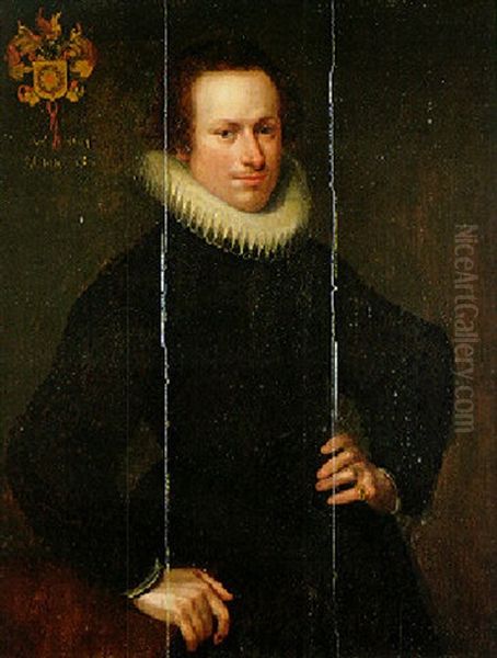 Portrait Of A Gentleman, Wearing A Black Costume And White Ruff Oil Painting by Gortzius Geldorp