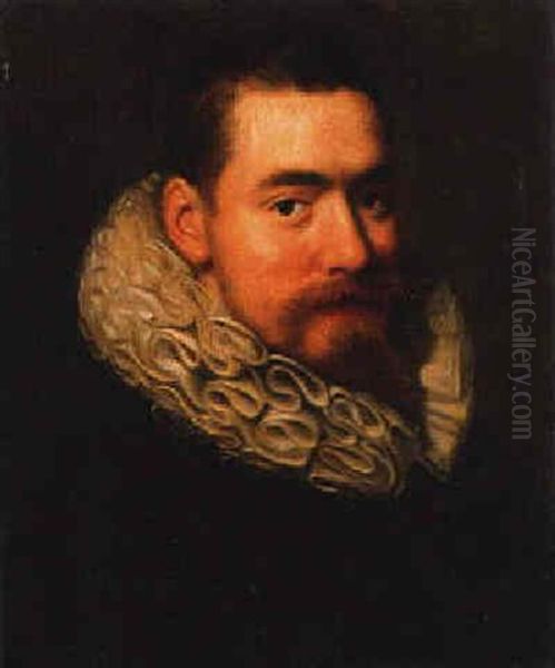 Portrait Of A Gentleman, Half-length, Wearing A Wheel Ruff Oil Painting by Gortzius Geldorp