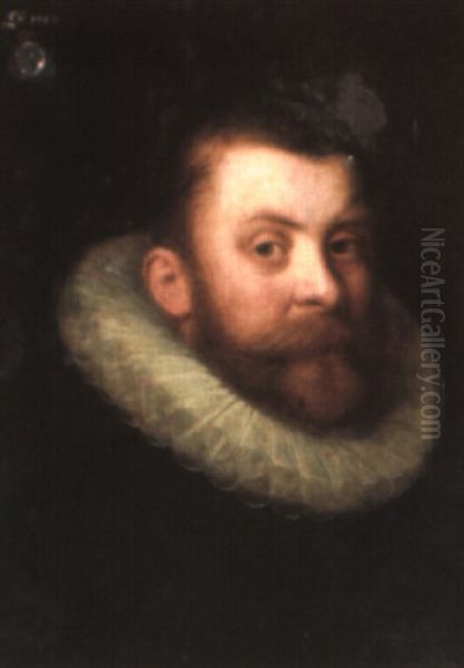 Portrait Of A Bearded Gentleman, Head And Shoulders, Wearing A Black Jacket Oil Painting by Gortzius Geldorp