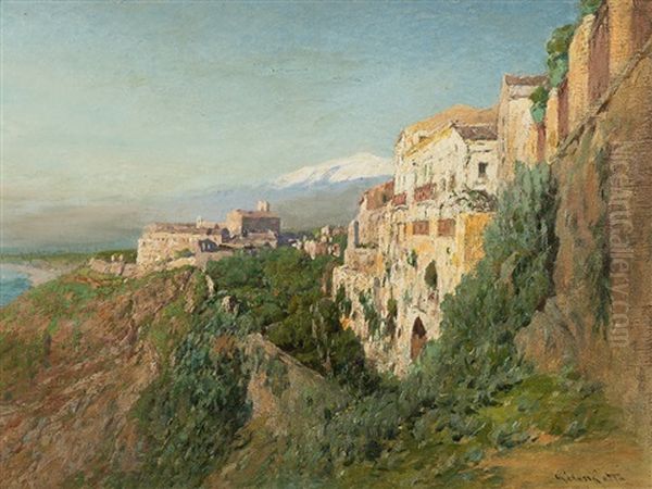 View Of Taormina Oil Painting by Otto Geleng