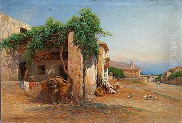 Landsbysceneri Fra Sicilien by Otto Geleng