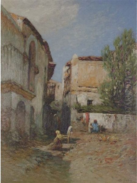 Mediterranean Village Oil Painting by Otto Geleng