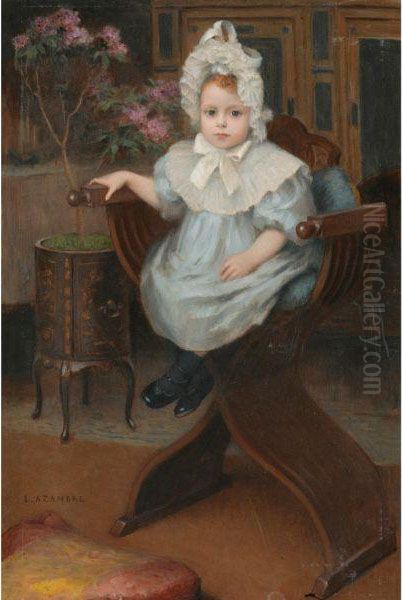 Portrait D'enfant Assis Oil Painting by Etienne Azambre