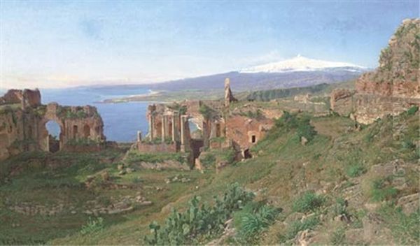 The Amphitheater At Taormina, Sicily Oil Painting by Otto Geleng