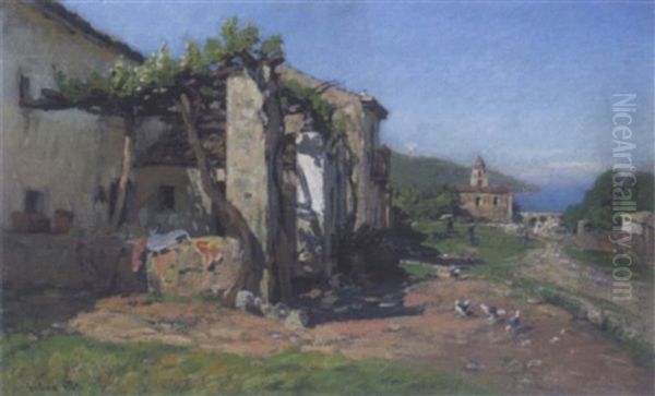 Bauernhaus Oberhalb Des Amphitheaters Von Taormina Oil Painting by Otto Geleng