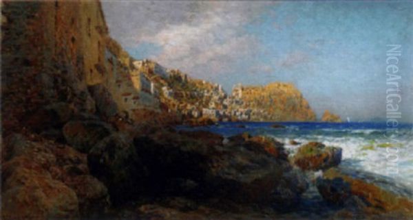 On The Amalfi Coast Oil Painting by Otto Geleng