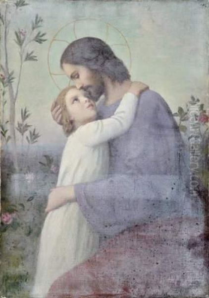 Jesus Et Saint Jean Oil Painting by Etienne Azambre