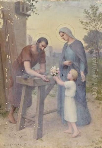 L'offrande A Saint Joseph Oil Painting by Etienne Azambre